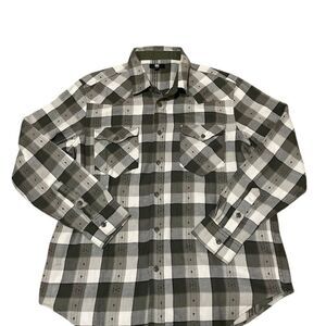 Frye Flannel Shirt Jacquard Button Up Western Warm Long Sleeve Men's Sz Large